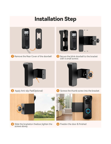 Soporte Anti-Robo para Timbre Blink 1ra Gen - Instalación Sin Perforación - Negro