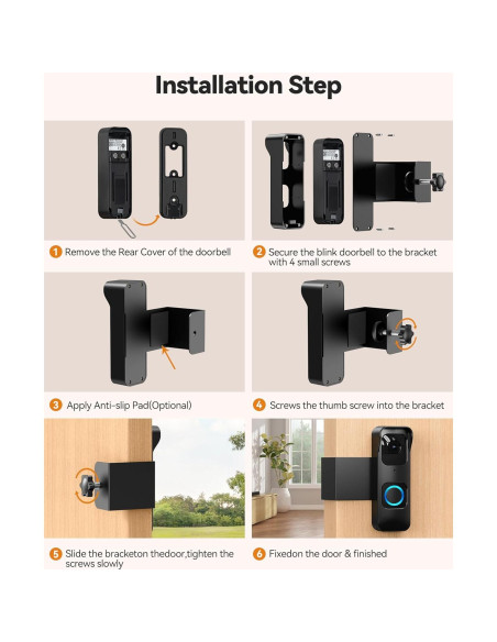 Soporte Anti-Robo para Timbre Blink 1ra Gen - Instalación Sin Perforación - Negro