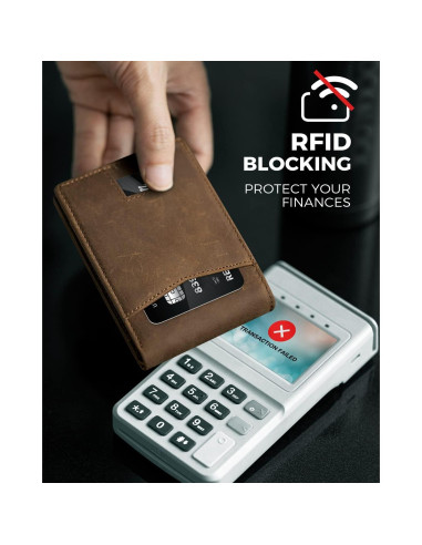 Billetera de Cuero LORZOR AirTag para Hombres Bifold RFID