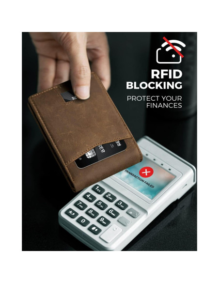 Billetera de Cuero LORZOR AirTag para Hombres Bifold RFID