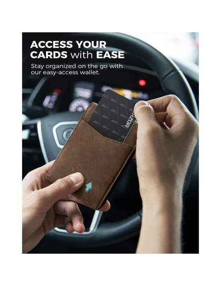 Billetera de Cuero LORZOR AirTag para Hombres Bifold RFID