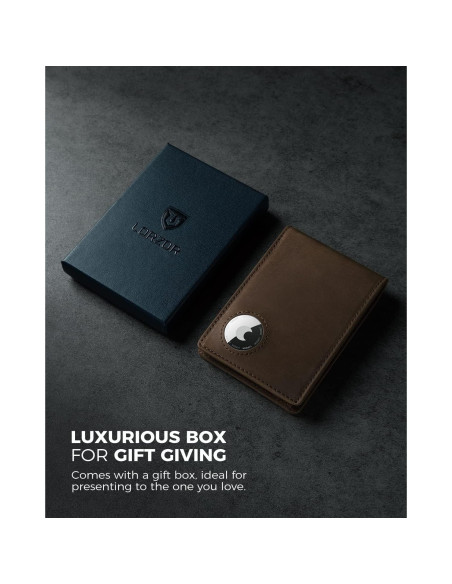 Billetera de Cuero LORZOR AirTag para Hombres Bifold RFID