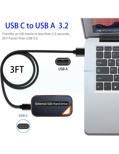 Cable USB C a USB A y C 3.2 Gen 2 Samsung - Paquete de 2