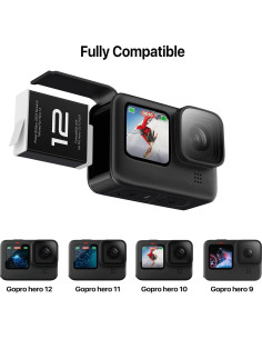 Paquete de 3 Baterías 1800mAh Litio para Gopro Hero 12 11 10 9 2