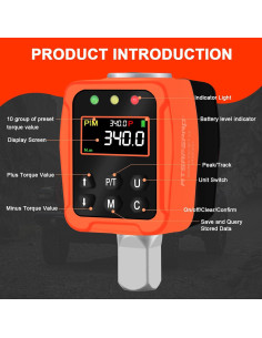 Adaptador de Torque Digital ATsafepro 1/2" 18-340 Nm LCD 2