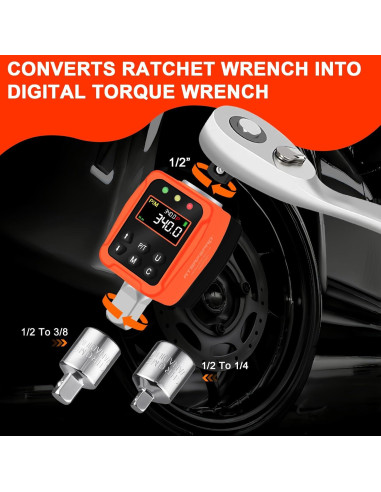Adaptador de Torque Digital ATsafepro 1/2" 18-340 Nm LCD