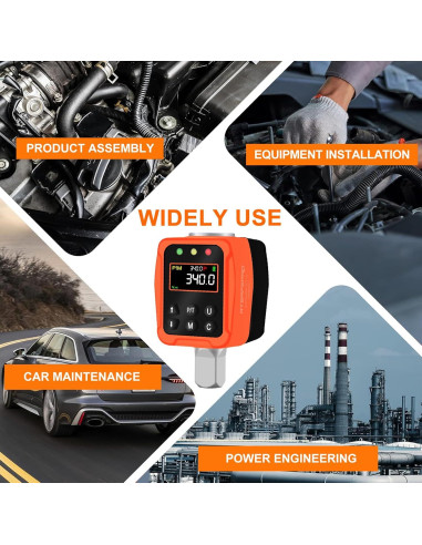 Adaptador de Torque Digital ATsafepro 1/2" 18-340 Nm LCD