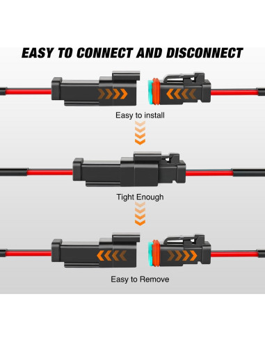 Conectores Eléctricos Nilight 2 Pines DT 16AWG Impermeables