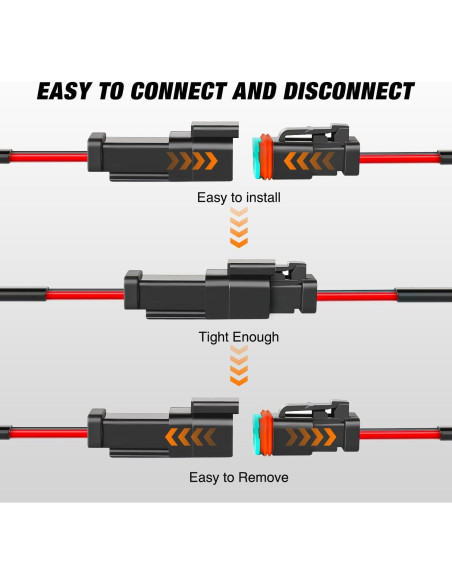 Conectores Eléctricos Nilight 2 Pines DT 16AWG Impermeables