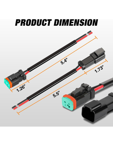 Conectores Eléctricos Nilight 2 Pines DT 16AWG Impermeables