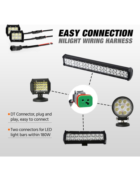 Conectores Eléctricos Nilight 2 Pines DT 16AWG Impermeables