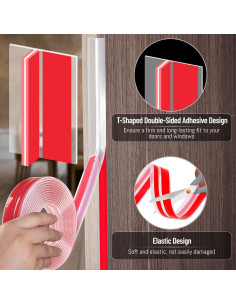 Burlete de Silicona en T ZMLTLMG 6m Transparente para Puertas y Ventanas 2