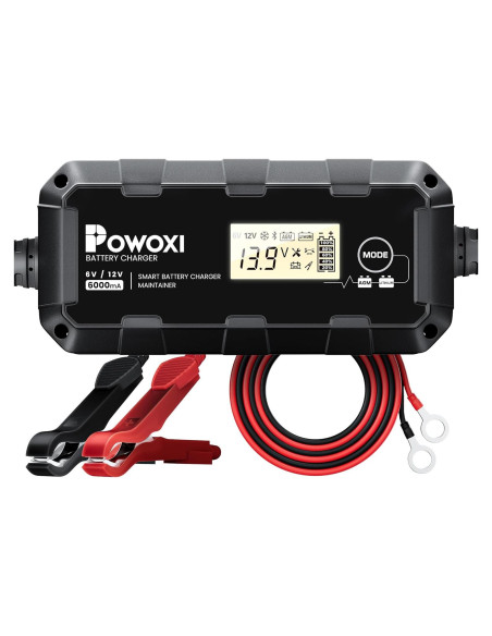 Cargador Mantenedor de Batería POWOXI 6A 6V/12V Inteligente Cargador Mantenedor de Batería POWOXI 6A 6V/12V Inteligente