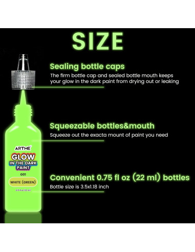 Set de Pintura Acrílica que Brilla en la Oscuridad ARTME 18 Colores 22ml