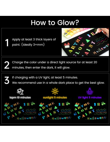 Set de Pintura Acrílica que Brilla en la Oscuridad ARTME 18 Colores 22ml