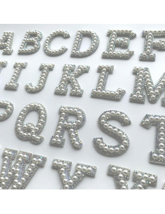 Parche de Rhinestones y Perlas TUANZI Letra N 4x4.5 cm 2