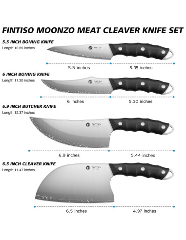 Juego de cuchillos de cocina FINTISO 4 piezas acero 10Cr15CoMoV