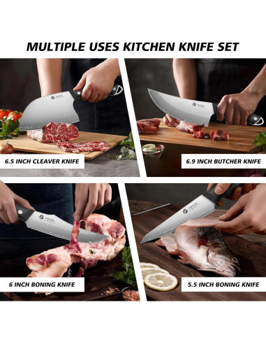 Juego de cuchillos de cocina FINTISO 4 piezas acero 10Cr15CoMoV