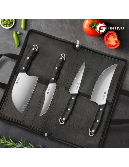 Juego de cuchillos de cocina FINTISO 4 piezas acero 10Cr15CoMoV