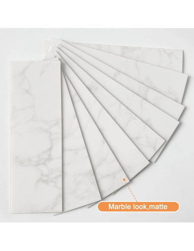 Azulejos Autoadhesivos VAOVI Carrara Blanco 16 Piezas 100x300mm