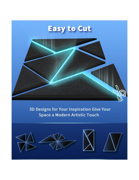 Paquete de 22 Paneles Acústicos 30.48x30.48cm Negro