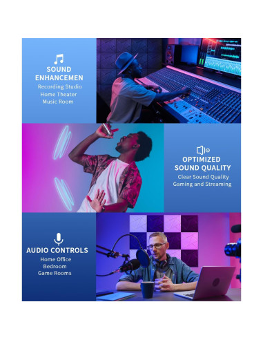 Paquete de 22 Paneles Acústicos 30.48x30.48cm Negro