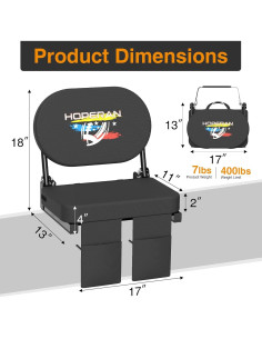 Asiento de Estadio HOPERAN Plegable con Respaldo 270 Negro 2