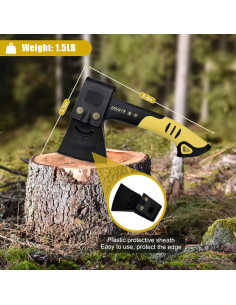 Hacha de Camping ZEUSTR 25.4 cm con Mango de Nylon Absorbente 2