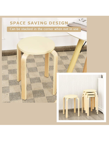 Juego de 4 Taburetes Apilables GLACER Beige 47 cm