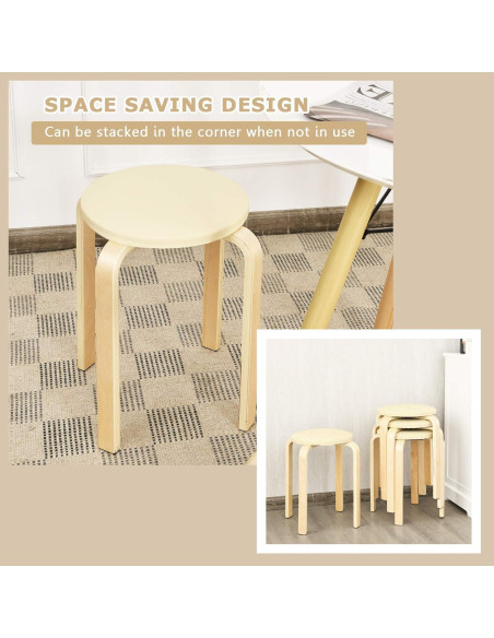 Juego de 4 Taburetes Apilables GLACER Beige 47 cm