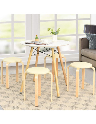Juego de 4 Taburetes Apilables GLACER Beige 47 cm