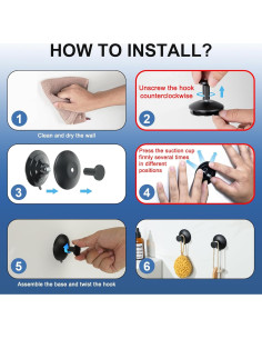 Ganchos de Succión Sayayo 2 Pcs Acero Inoxidable Negro Mate 2