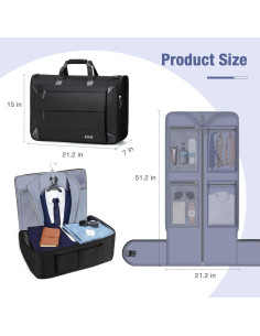 Bolsa de Prendas Rodante Lekeinchi 2-en-1 Plegable 53.9x17.8x38.1cm 2