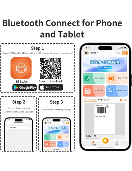 Impresora de Etiquetas Térmicas Rongta RPP30 Bluetooth 203 DPI