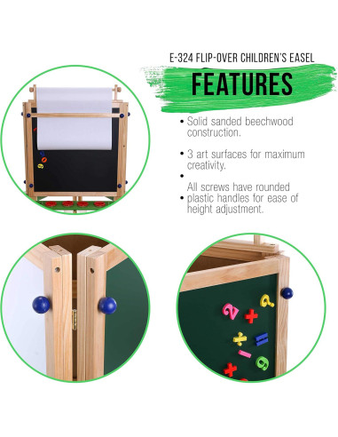 Caballete Infantil de 3 Lados Suministro de Arte 1.17m Pino