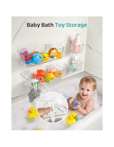 Organizador de Juguetes de Baño Ginnerella 2+2 Pack Transparente