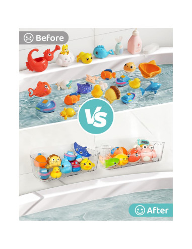 Organizador de Juguetes de Baño Ginnerella 2+2 Pack Transparente