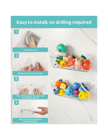 Organizador de Juguetes de Baño Ginnerella 2+2 Pack Transparente