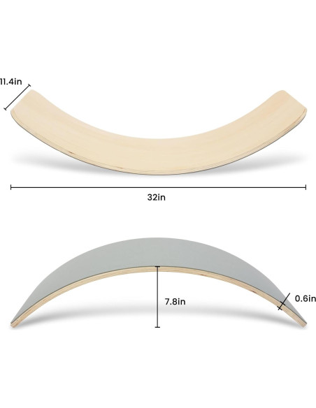 Tabla de Equilibrio de Madera Natural Woodenfun 83.82 cm Gris