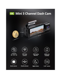 Cámara de tablero 4K GMAIPOP F800 3 canales WiFi 5GHz 2