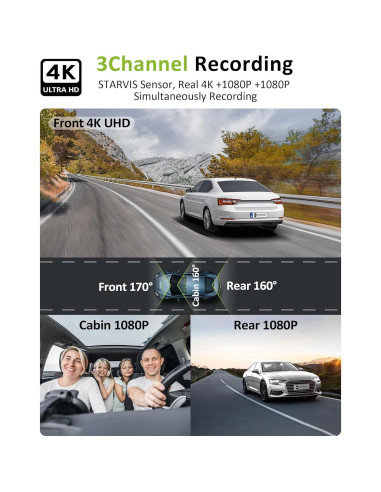 Cámara de tablero 4K GMAIPOP F800 3 canales WiFi 5GHz