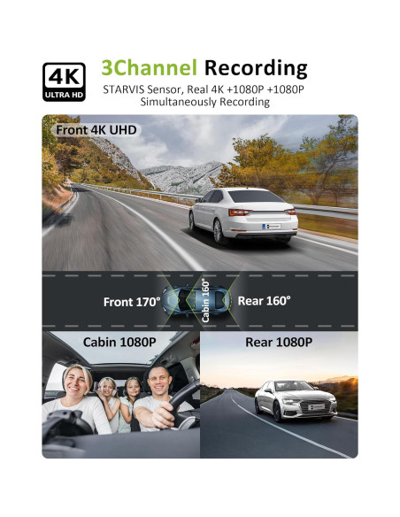 Cámara de tablero 4K GMAIPOP F800 3 canales WiFi 5GHz