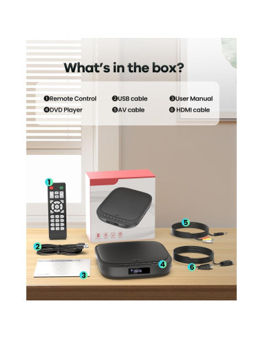 Reproductor de DVD compacto FELEMAN MD6B 1080P HD