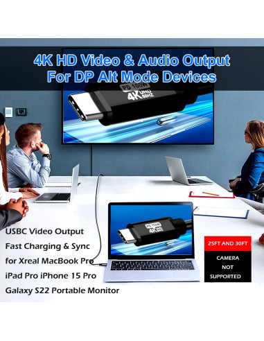 Cable USB C a C 4K 60Hz 15FT 100W YOTETION