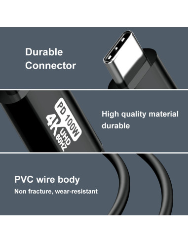 Cable USB C a C 4K 60Hz 15FT 100W YOTETION