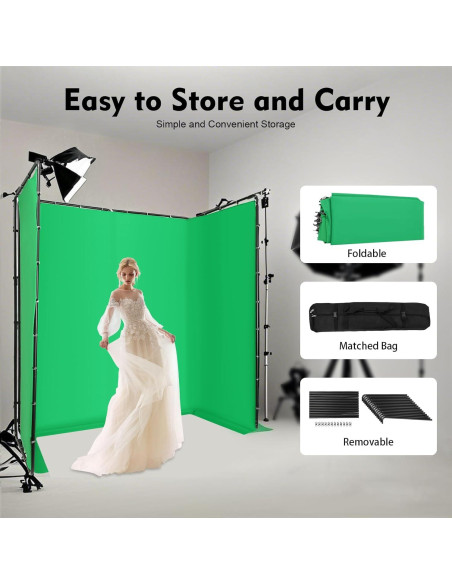 Soporte de Fondo Verde Plegable INPAITOO 4x2.4m para Fotografía