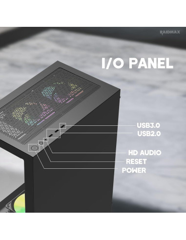 Caja ATX Compacta Raidmax I802 Mesh con Vidrio Templado