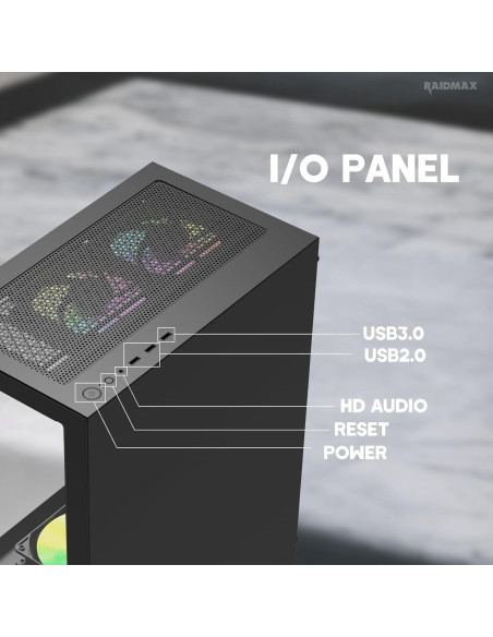 Caja ATX Compacta Raidmax I802 Mesh con Vidrio Templado