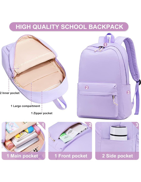 Mochila Escolar Bluboon para Niñas 20L Gris Claro