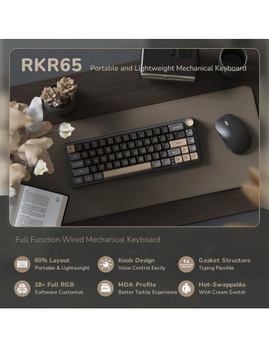 Teclado Mecánico RK Royal Kludge R65 RGB 60% PBT Negro